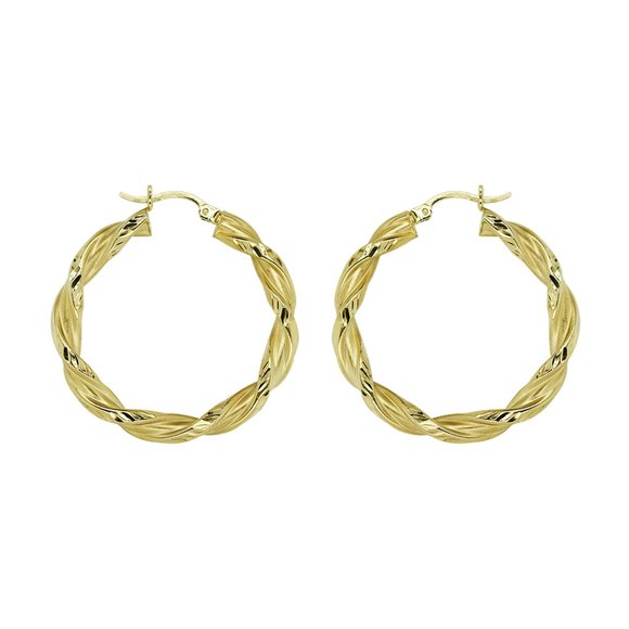 Twisted Hoop Earrings 14K Yellow Gold - Picture 2 of 3